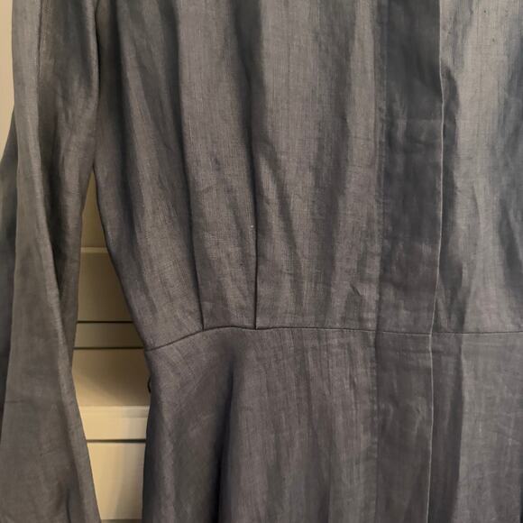 Vintage 80s Bergdorf Goodman Linen Shirt Dress Sz 8 Navy “On the Plaza” Label - Picture 5 of 16